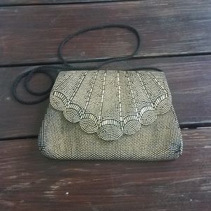 Vintage Gold Beaded Scalloped Purse